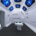 Futuristic Interior Design With Starry Ceiling White Walls And Console Table 3d model