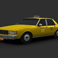 Yellow Taxi Classic Sedan With Roof Sign And Door Signage Exterior Design