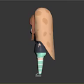 Game Movie Character Chibi Style With Orange Hair Bread Shaped Hat And Green Striped Socks