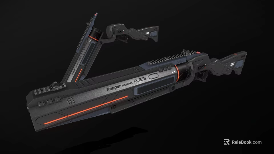 Ranger Arms K280 Tactical Rifle Black Body With Red Accent Lines And Futuristic Military Design 3d model 