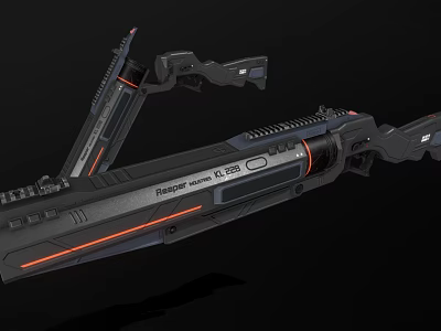 Ranger Arms K280 Tactical Rifle Black Body With Red Accent Lines And Futuristic Military Design 3d model