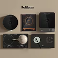 Poliform Modern Kitchen Appliances Featuring Various Induction Cooktop Styles And Control Panels 3d model