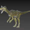 3D Rendered Dinosaur Model With Yellow Black Stripes Spines And Open Mouth On Black Background