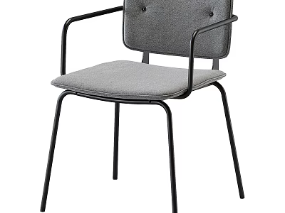 Modern Gray Upholstered Armchair With Black Metal Frame Sleek Design And Armrests 3d model
