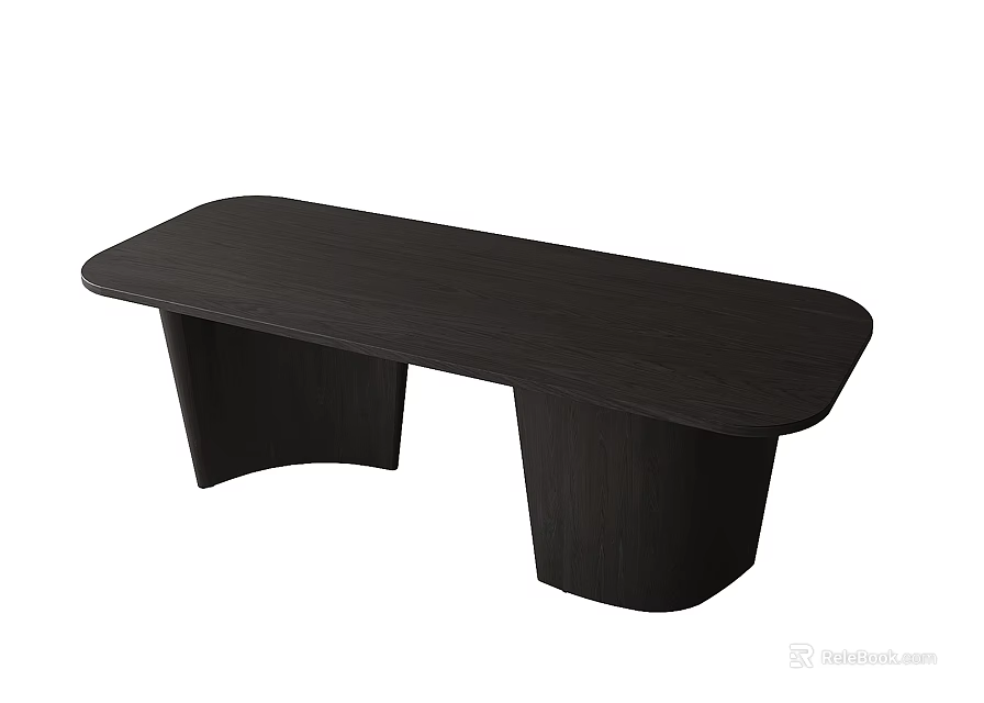 Modern Black Dining Table With Curved Legs And Simple Stylish Design 3d model