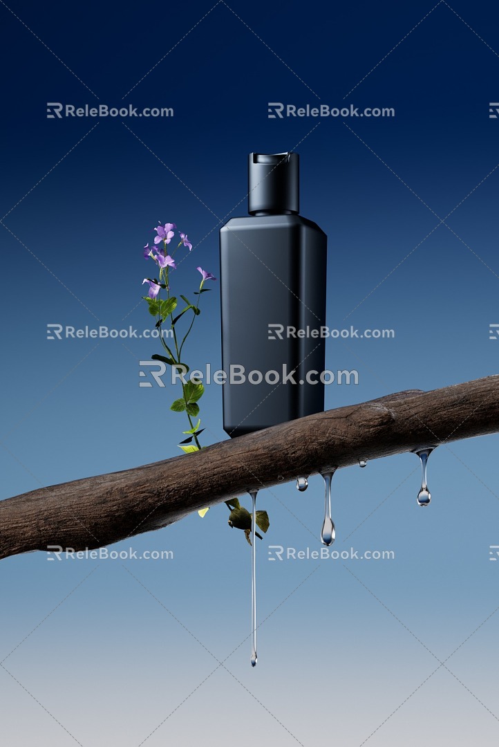 Shampoo shower gel branch petals dew 3d model