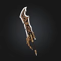 Ornate Decorative Weapon Sword With Curved Blade Intricate Gold Carvings And Patterns