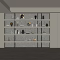 Modern Bookcase With Multi Tiered Shelves Decorative Items And Built In Lighting