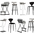 Modern Bar Stools With Various Stylish Designs And Black White Frames 3d model