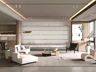 Modern Home Guest Restaurant Sofa Coffee Table Combination Leisure Chair Floor Lamp Dining Table and Chair Combination 3d model