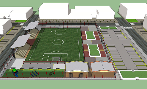 modern football stadium sports field football field 3d model