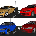 Various Colored Stylish Cars In Different Models With Mountain Outdoor Backdrop