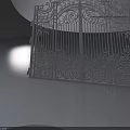 Ornate Wrought Iron Swing Door With Intricate Decorative Scrollwork Design