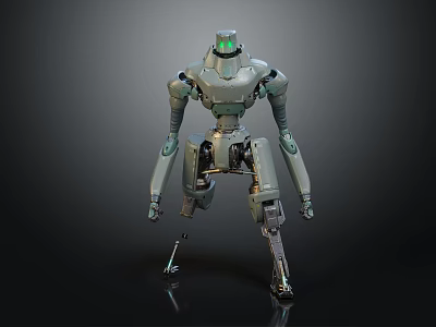 Futuristic Robot With Metallic Body Green Eyes Mechanical Limbs And Detailed Structure 3d model