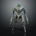 Futuristic Robot With Metallic Body Green Eyes Mechanical Limbs And Detailed Structure
