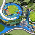 Residential Landscape Design With Curved Paths Green Trees And Colorful Play Areas