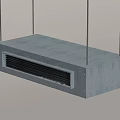 Air Conditioner Fan With Gray Rectangular Design Black Grille Front And Suspended Installation Type