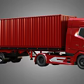 Powerful Red Container Truck For Efficient Cargo Transportation With Spacious Trailer And Modern Design