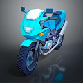 Stylish Blue Low Poly Motorcycle With Modern Design And Reflective Surface 3d model