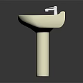 White Pedestal Washbasin With Modern Design Simple Structure And Chrome Faucet