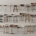 Bar Stools With Various Designs Different Materials And Colors For Home Decor 3d model