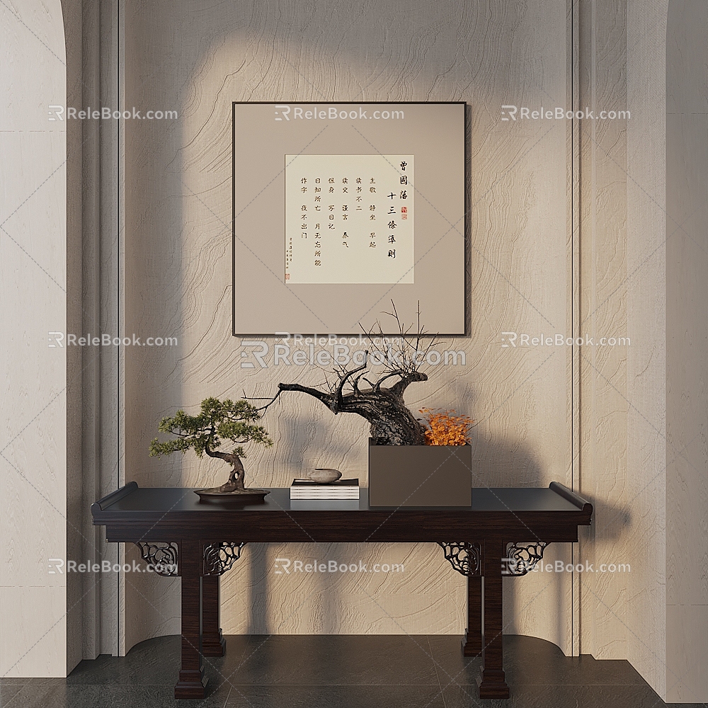 Chinese Style End View Table Porch Side Cabinet model