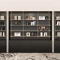 Modern Study Room Interior With Multi tiered Bookshelves Decorative Items And Storage Cabinets