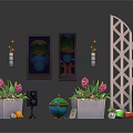 Modern Home Electronic Appliances Setup Featuring Speakers Flower Arrangements And Decor