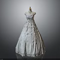 Elegant White Lace Gown With Fluffy Skirt And Decorations On Mannequin
