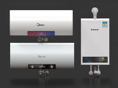Various Kitchen Water Heater Appliances With Digital Display and Smart Features 3d model
