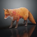 Realistic Orange Reptile Lizard Model with Red Patches on Black Reflective Surface 3d model
