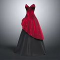 Elegant Red And Black Evening Dress With Sparkly Sequins And Asymmetrical Hem Design