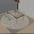 Dining Table Set With Glass Top Transparent Chairs And Brass Frame By Window With Curtains