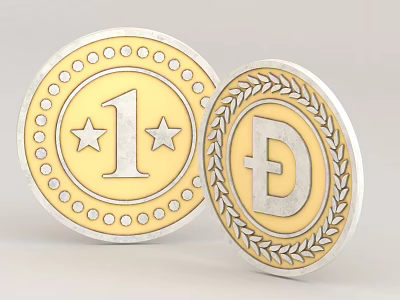 Commemorative Coins With Golden Surface Silver Number 1 Stars And Laurel Wreath Border Letter D 3d model