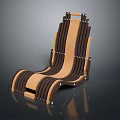 Modern Wooden Lounge Chair With Striped Design And Curved Comfortable Seat