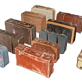 Vintage Travel Box Luggage Vintage Leather Bag 3d model