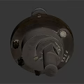 Industrial Metal Component With Cylindrical Top Circular Base And Fixing Bolts