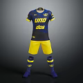 Complete Dark Blue Yellow Soccer Kit With Jersey Shorts And Socks