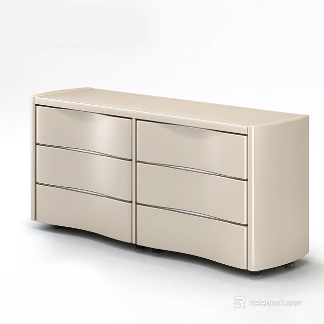 Modern Beige Console Cabinet With Multiple Drawers Sleek Design And Practical Storage Space 3d model 