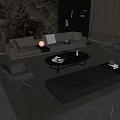 Sofa And Coffee Table Set In Modern Living Room With Armchairs Ottoman And Floor Lamp