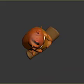 Cute Orange Flame Character Creature Holding Wooden Log With Big Round Eyes