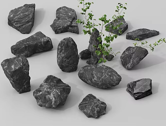 Black Mountain Stone Courtyard Landscape Stone Black Landscape Stone 3d model