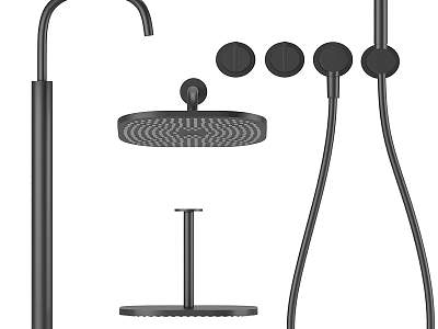 Modern Shower System With Rainfall Shower Head Handheld Sprayer Control Knobs And Mounting Bar 3d model