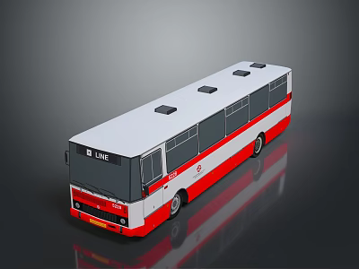 Modern Urban Bus with White Red Exterior Black Windows Roof Vents and LINE 101 3d model