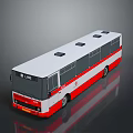 Modern Urban Bus with White Red Exterior Black Windows Roof Vents and LINE 101