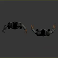 3D Character Model in Gray Tactical Outfit Showing Front and Back Views with Gear Details