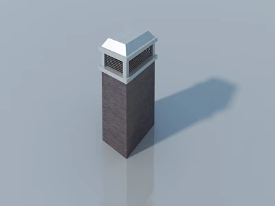 Brick Swing Door With White Roof And Grille For Modern Architectural Design 3d model