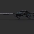 Futuristic Sci Fi Sniper Rifle with Long Barrel Scope and Mechanical Glowing Parts