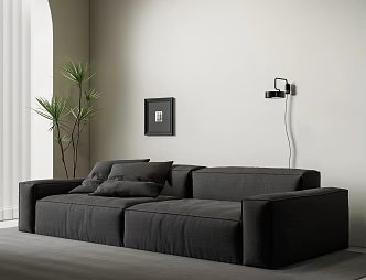 LivingDivani double sofa wall lamp green plant potted plant 3d model