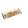 Golden Brown Triangular Flaky Pastries With Delicious Filling On White Rectangular Tray 3d model